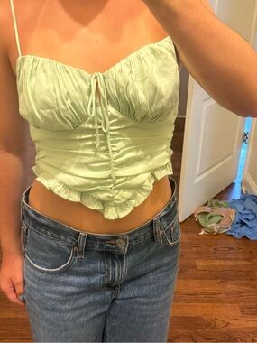 Cotton Candy Light Lime Ruched Cami